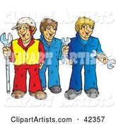 Construction Worker and Two Mechanics with Wrenches