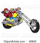 Cool Motorcycle Dude with a Beard, Riding His Yellow Chopper
