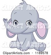 Cute Baby Elephant Sitting and Smiling