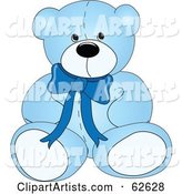 Cute Blue Teddy Bear with a Neck Bow