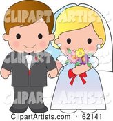 Cute Bride and Groom Wedding Couple Holding Hands