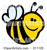 Cute Cartoon Smiling Bee