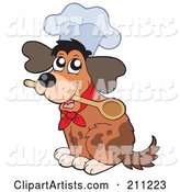 Cute Dog Wearing a Chef Hat and Holding a Spoon in His Mouth