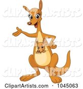 Cute Mother Kangaroo with a Joey, Standing and Presenting