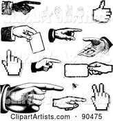 Digital Collage of Black and White Hands Pointing, Holding and Gesturing