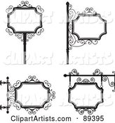 Digital Collage of Black and White Wrought Iron Storefront Signs - Version 3
