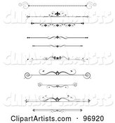 Digital Collage of Black Ornamental Divider Lines