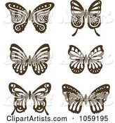 Digital Collage of Brown Vintage Butterflies