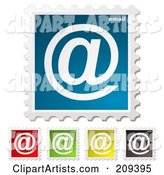 Digital Collage of Colorful Email Postage Stamps