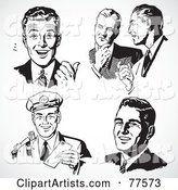 Digital Collage of Five Black and White Retro Business Men