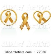 Digital Collage of Gold Awareness Ribbon Icons