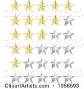Digital Collage of Golden and Silver Rating Stars