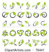 Digital Collage of Green Leaf and Stem Logo Icons