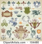 Digital Collage of Heraldry Design Elements on Beige