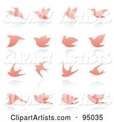 Digital Collage of Pink Dove and Bird Logo Designs or App Icons