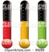 Digital Collage of Red, Yellow and Green Thermometer Variations