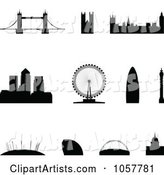 Digital Collage of Silhouetted London Landmarks