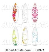 Digital Collage of Six Floral Surf Boards