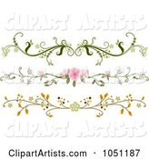 Digital Collage of Three Ornate Floral Rule Dividers