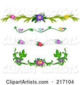 Digital Collage of Tropical Flower Header Design Elements
