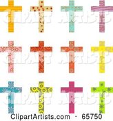 Digital Collage of Twelve Patterned Christian Crosses