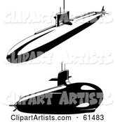 Digital Collage of Two Black and White Submarines