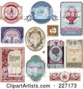 Digital Collage of Vintage Label Designs with Sample Text - 1