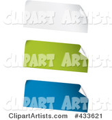 Digital Collage of White, Green and Blue Blank Peeling Sticker Labels