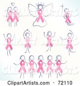 Digital Collage of Women and Angels with Breast Cancer Awareness Ribbon Bodies