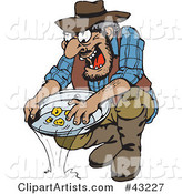 Dirty Old Gold Miner Finding Nuggets in His Tray