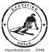 Distressed Black and White Certified Skier Seal