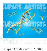 DNA Web Background with DNA Double Helixes