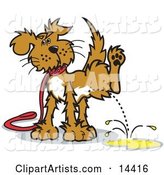 Dog on a Leash, Lifting His Leg to Pee