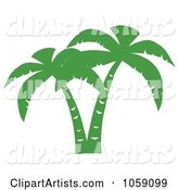 Double Palm Tree Silhouette in Green