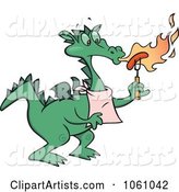 Dragon Blowing Flames and Roasting a Hot Dog