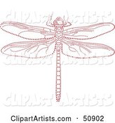 Dragonfly Made of Red Dots