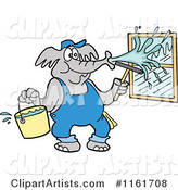 Elephant Window Washer Spraying Glass