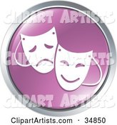 Emotional Drama Masks on a Purple Website Button