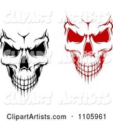 Evil Black and White and Red Skulls