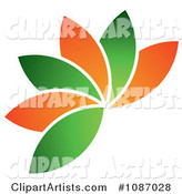 Fanned Orange and Green Leaves or Petals