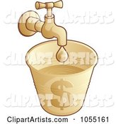 Faucet Dripping into a Money Bucket