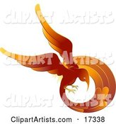 Flaming Red and Orange Phoenix Fire Bird Flying in a Circle, Symbolizing Rebirth