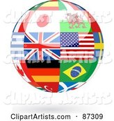 Floating Shiny Globe of International Flags - Version 3