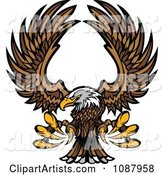 Flying Bald Eagle Mascot with Extended Talons