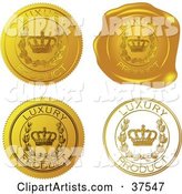 Four Gold Luxury Product Sticker and Wax Seals