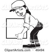 Friendly Black and White Delivery Woman Carrying a Blank Box