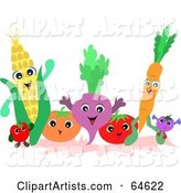 Friendly Group of Fruits and Veggies
