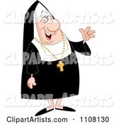 Friendly Nun Waving
