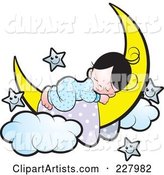 Girl Sleeping on a Crescent Moon by Happy Stars