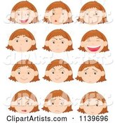 Girl with Different Facial Expressions